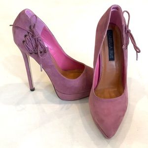 Izabella rue purple lace up side bow pumps size 7
